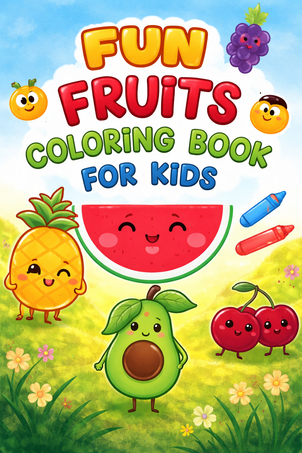 Cute Fruits Coloring Book for Kids (Printable PDF)